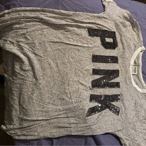 PINK Victoria's Secret Gray Sequin Tee